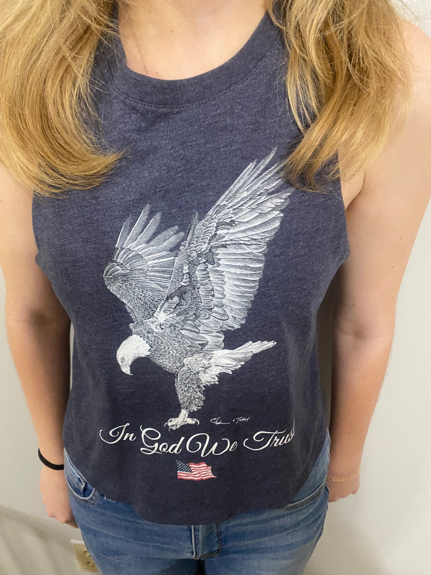 Muscle Crop Tank: In God We Trust
